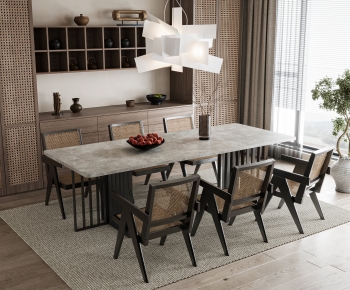 Wabi-sabi Style Dining Table And Chairs-ID:376642942