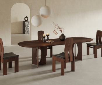 Wabi-sabi Style Dining Table And Chairs-ID:890090948