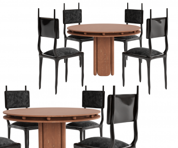 现代复古圆形餐桌椅-ID:630726108