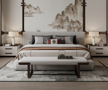 New Chinese Style Double Bed-ID:294980052