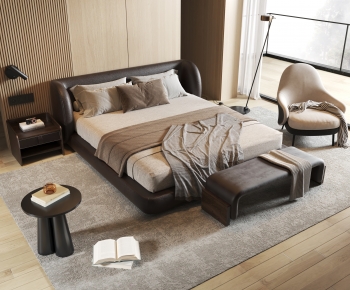 Modern Double Bed-ID:525610929