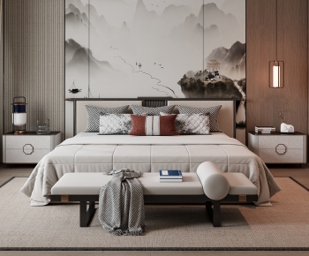 New Chinese Style Double Bed-ID:877114065