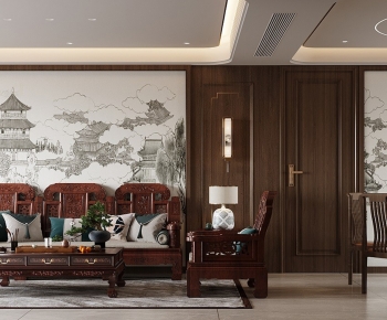 New Chinese Style A Living Room-ID:118210081