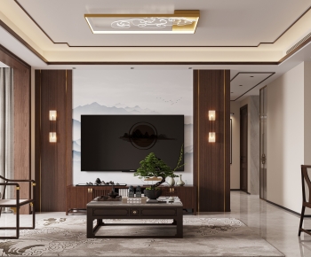 New Chinese Style A Living Room-ID:881960427