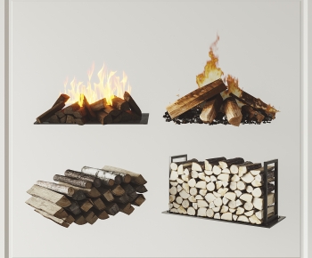 现代木材堆篝火组合-ID:537009271