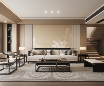 New Chinese Style A Living Room-ID:575780967