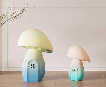 现代儿童蘑菇玩具组合3D模型