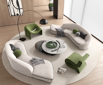 现代弧形沙发茶几组合3D模型