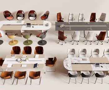 现代会议桌椅组合3D模型