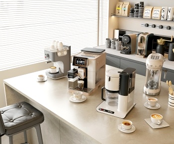 现代咖啡机 磨豆机 饮水机3D模型