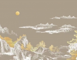 新中中式山石背景壁纸壁布背景画-ID:5926395