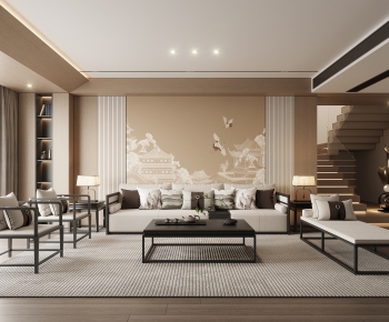 New Chinese Style A Living Room-ID:951842079