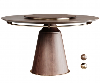 Minotti现代木纹圆形餐桌-ID:509521969