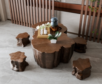新中式根雕茶桌椅-ID:109069332