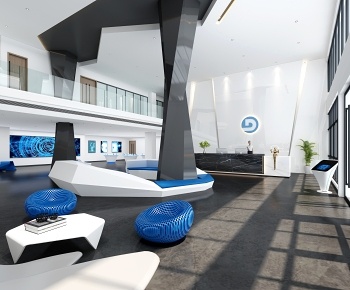 现代办公前台大厅3D模型