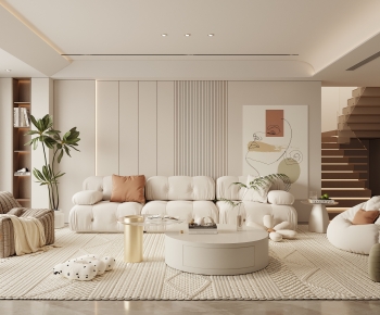 Modern Wabi-sabi Style A Living Room-ID:989660021