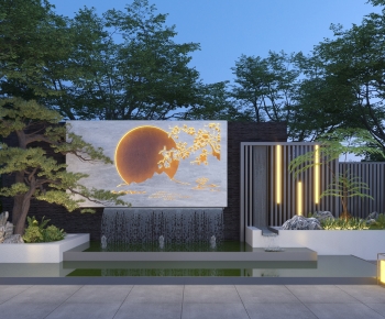 新中式庭院叠水景墙-ID:827676068