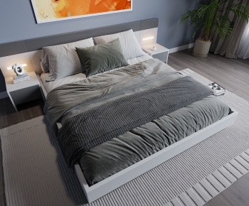 Modern Double Bed-ID:843782901