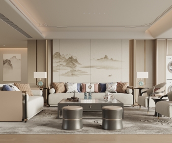 New Chinese Style A Living Room-ID:352724086