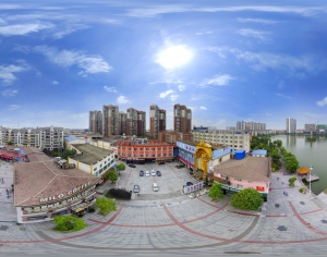 白天城市广场河道全景HDR-ID:251872068
