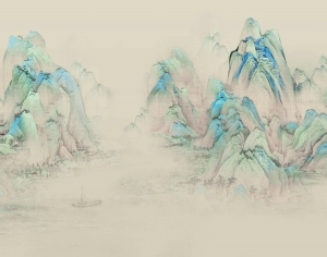 新中式水墨山水壁画-ID:5928484