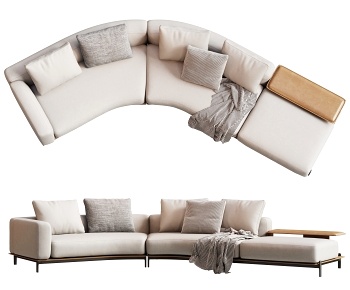 现代多人弧形沙发3D模型