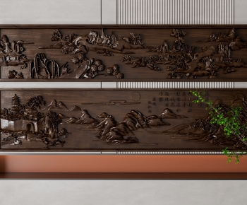 新中式木雕墙饰 立体挂画-ID:292793997