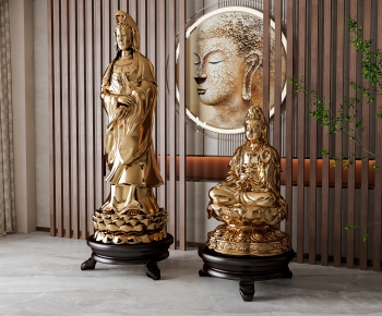 新中式菩萨雕塑摆件组合-ID:127691988