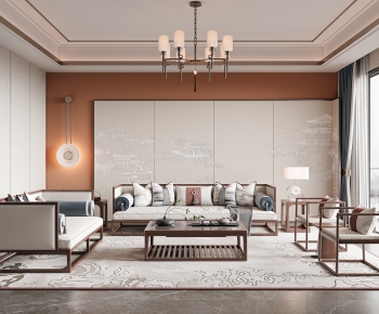 New Chinese Style A Living Room-ID:680010082