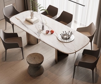 现代大理石餐桌椅组合3D模型