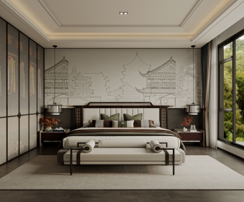 New Chinese Style Bedroom-ID:737649921