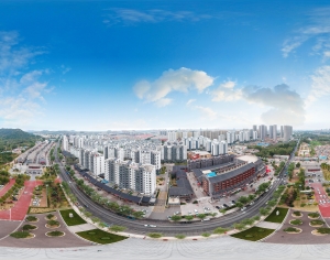 白天城市小区广场全景HDR-ID:143492946