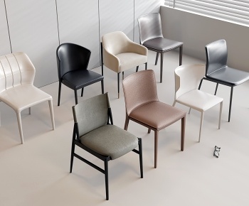 现代皮革餐椅组合3D模型