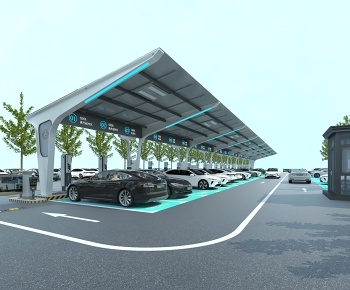 现代新能源停车场充电桩3D模型