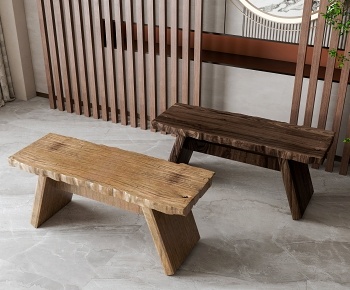 新中式长木板凳3D模型