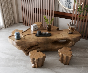 新中式根雕茶桌凳组合-ID:251620059