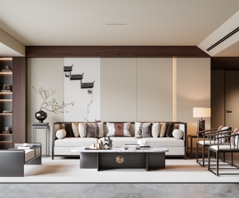 New Chinese Style A Living Room-ID:624763971