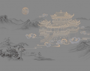 新中式水墨山水壁画-ID:967926984