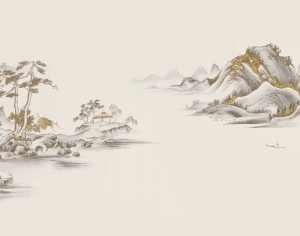 新中式水墨山水壁画-ID:444680938