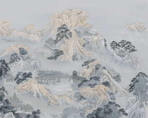 新中式水墨山水壁画-ID:599776987