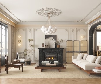 French Style A Living Room-ID:605593927