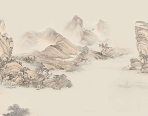 新中式水墨山水壁画-ID:578017009