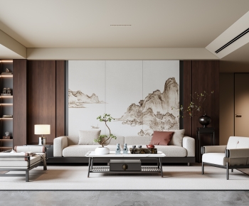 New Chinese Style A Living Room-ID:808871987