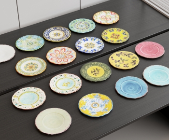 新中式印花陶瓷盘子-ID:449525127
