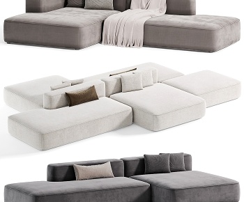 现代布艺双面多人沙发3D模型
