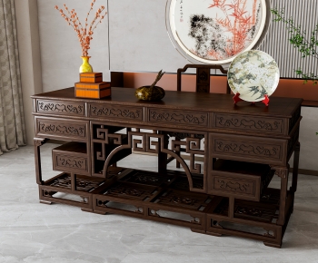 Chinese Style Computer Desk And Chair-ID:664268974