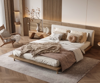 Wabi-sabi Style Double Bed-ID:115239678