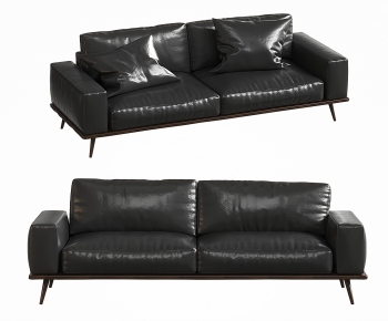 现代皮革黑色双人沙发-ID:238956938