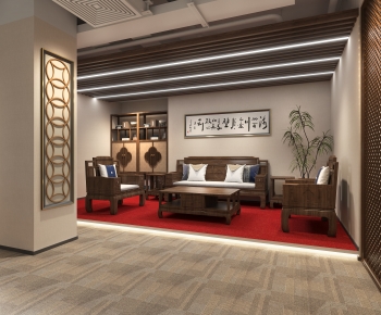 New Chinese Style Office Living Room-ID:527103908