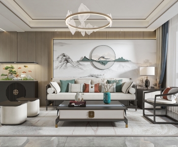 New Chinese Style A Living Room-ID:742331988